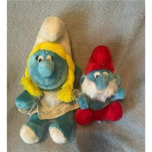 Plush Toy Stuffed Animal Papa Smurf and Smurfette 1980 to 1981